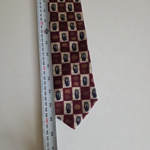 Moores Silk  Tie Gold Leaves Blue Feathers Print USA Made VTG W 4 in L 56 in - Picture 6 of 15